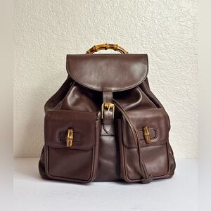 Gucci Brown Leather Backpack
